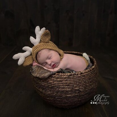 Newborn Reindeer or Deer Hat and Diaper Cover