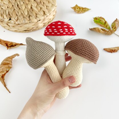 Crochet mushrooms pattern no sew Amigurumi toy Fall crochet pattern decor