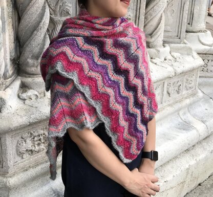 Colorful waves poncho