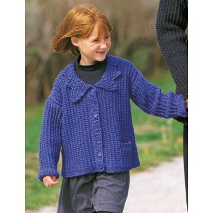 Girl Lace Collared Cardigan in Patons Astra - Downloadable PDF