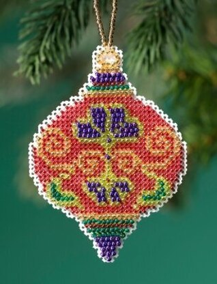 Mill Hill Beaded Holiday - Crimson Cloisonne Beaded Ornaments - 2.5inx3.25in