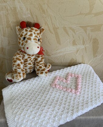 Baby Blanket with a Heart of Roses