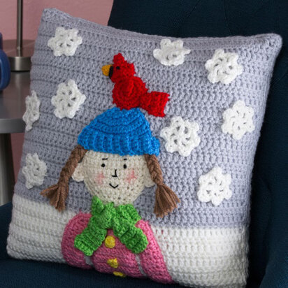 Snowy Day Pillow in Red Heart Super Saver Economy Solids - LW4677 - Downloadable PDF