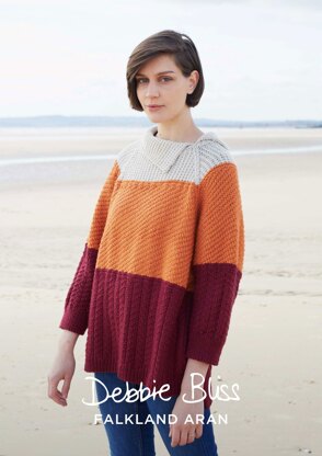 "Ellie Sweater" - Sweater Knitting Pattern For Women in Debbie Bliss Falkland Aran - DBS035