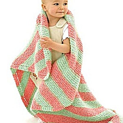 Knit Bright Stripes Baby Blanket in Lion Brand Homespun - 10141AD