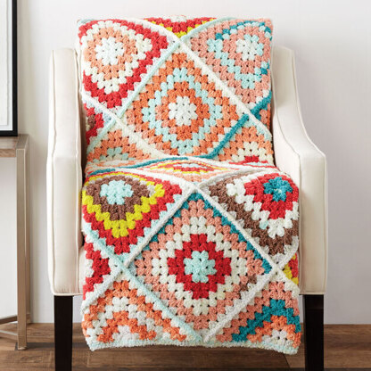Random Granny Crochet Afghan in Bernat Blanket Breezy - Downloadable PDF