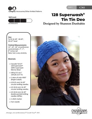 128 Superwash TinTin Deo in Cascade Yarns - C361 - Downloadable PDF