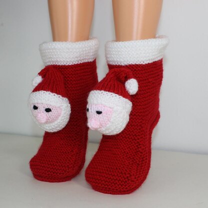 Childrens Santa Head Christmas Slippers