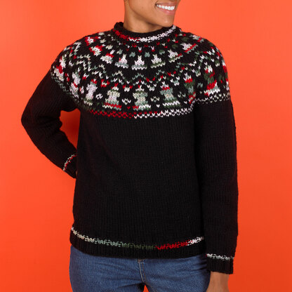 Yuletide Yoke Sweater - Free Knitting Pattern in Paintbox Yarns Simply Chunky & Chunky Pots