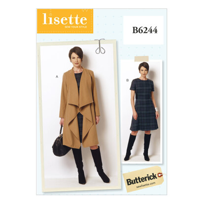 Butterick Misses'/Women's Coat and Dress B6244 - Sewing Pattern