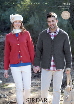 V Neck and Round Neck Cardigans in Sirdar Country Style DK - 9613 - Downloadable PDF