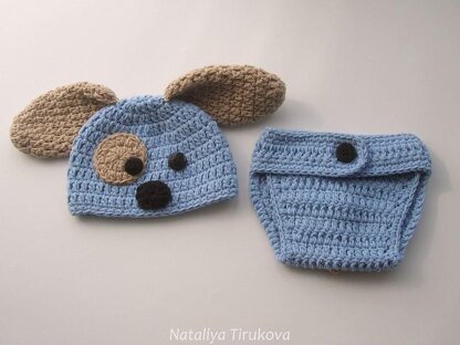 Puppy Baby Hat and Diaper Cover