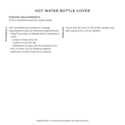 Debbie Bliss Hot Water Bottle Cover PDF