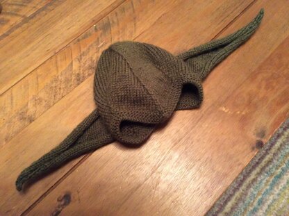 Yoda hat. Adapted from Logan vintage style hat in James C. Berett Aztec Aran yarn