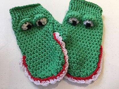 Animal mittens - Crocodile, frog and shark