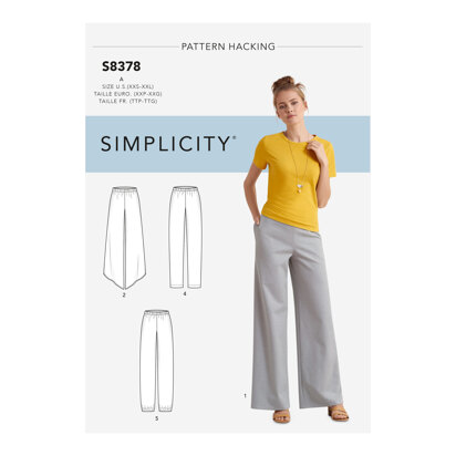 Simplicity Women’s Knit Trouserswith Two Leg Widths and Options for Design Hacking 8378 - Paper Pattern, Size A (XXS-XS-S-M-L-XL-XXL)