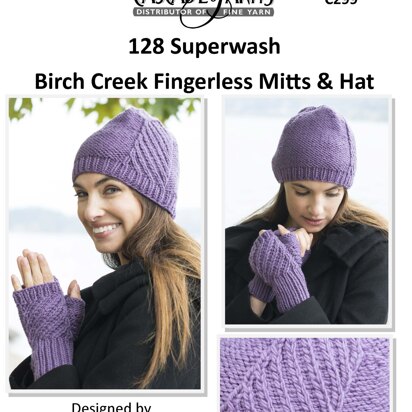 Birch Creek Fingerless Mitts & Hat in Cascade Yarns 128 Superwash - C299 - Downloadable PDF