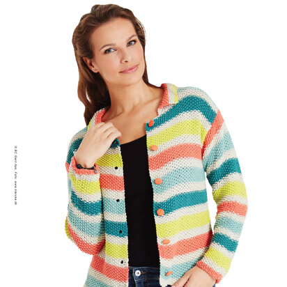 Summer Cardigan with Stripes in BC Garn Alba - 2394BC - Downloadable PDF - knitting pattern