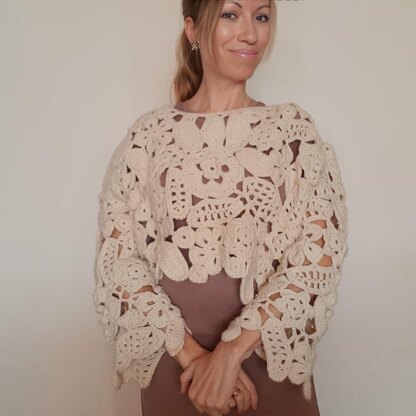 Boho Crochet Lace Oversized Sweater