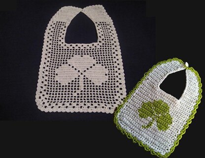 Filet Crochet Bib - Shamrock