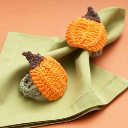 Pumpkin Napkin Rings in Lily Sugar 'n Cream Solids - knitting pattern