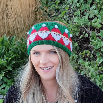 Santa Bobble Headband - knitting pattern