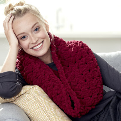 Cable Cowl in Bernat Alize Blanket-EZ - Downloadable PDF