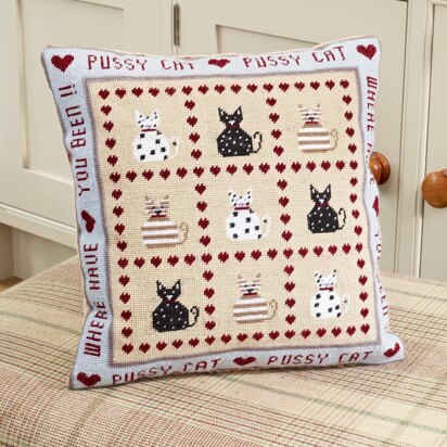 Historical Sampler Company Pussy Cat, Pussy Cat Tapestry Cushion Front Kit