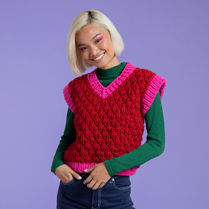 Living Your Best Vest - Free Tank Top Knitting Pattern for Women in Paintbox Yarns Wool Blend Super Chunky