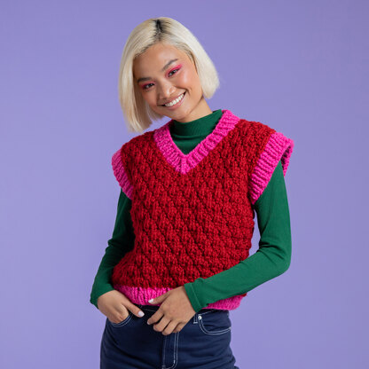 Living Your Best Vest - Free Knitting Pattern for Women in Paintbox Yarns Wool Blend Super Chunky