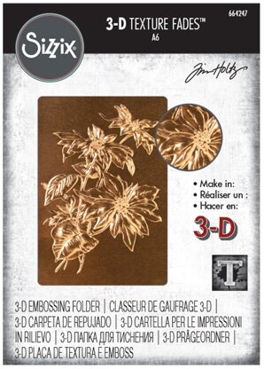 Sizzix Texture Fades Embossing Folder By Tim Holtz - Poinsettia