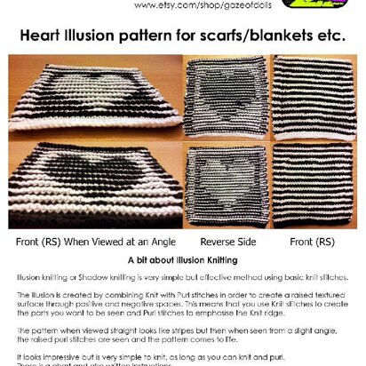 Black & White Valentine Heart Illusion Knitting