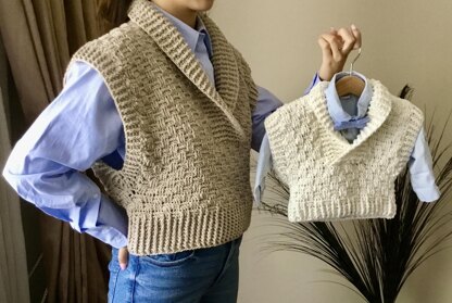 Harmony Basketweave Shawl Collar Vest N 634