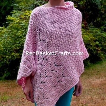 Hugging Poncho - Shell and Textured Stitches - knitting pattern