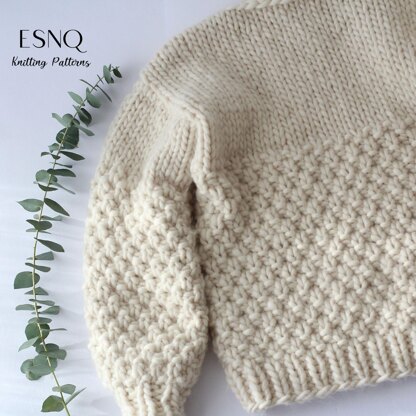 Chunky sweater Frosty in Moss stitch (cm)