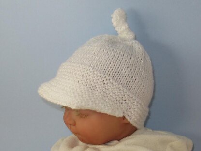 Baby Peak Cap Topknot Beanie Hat