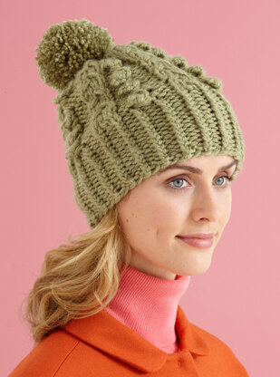 Cable Vision Hat in Lion Brand Vanna's Choice - L10588