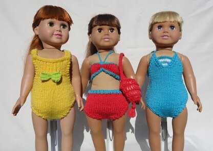 California Collection Beachwear, Knitting Patterns fit American Girl and other 18-Inch Dolls