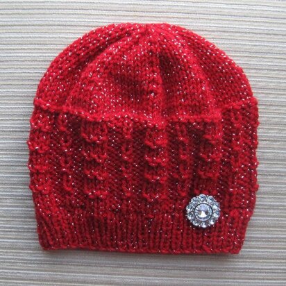 Red Sparkle Lady's Hat in Pique Rib