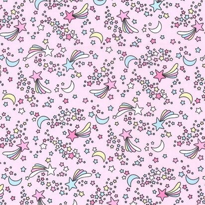 Oddies Textiles Cotton Poplin Printed – Shooting Stars Pink