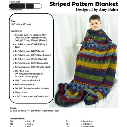 Striped Pattern Blanket in Cascade 220® - W813 - Downloadable PDF