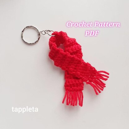 Red scarf keychain crochet pattern