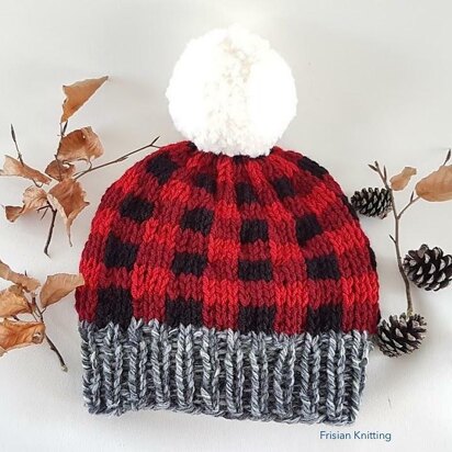 Plaid beanie hat