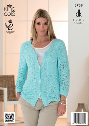 Womens' Cardigan and Sweater in King Cole Cottonsoft DK - 3738