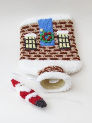Christmas House Hot Water Bottle Cover
