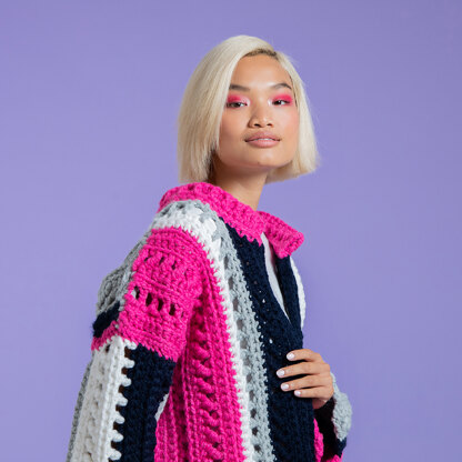 Jump for Joy Jacket - Free Crochet Pattern for Women in Paintbox Yarns Wool Blend Super Chunky