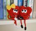 Crochet small hearts. Amigurumi heart with legs and hands. Valentine gift idea. Lovebirds