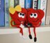 Crochet small hearts. Amigurumi heart with legs and hands. Valentine gift idea. Lovebirds
