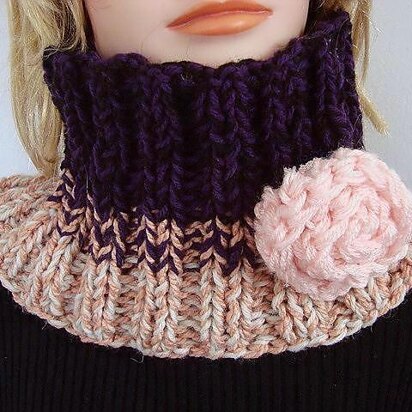 629 KNIT RIBBED PULLOVER SCARF/COWL