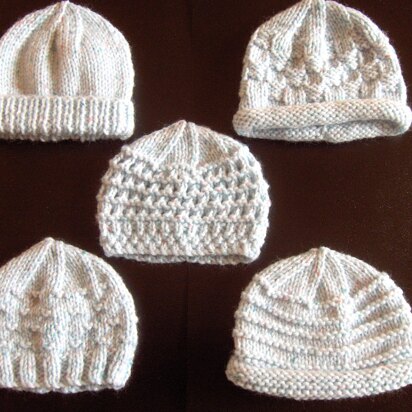 Premature Small Baby Knitting Pattern For 5 Hats